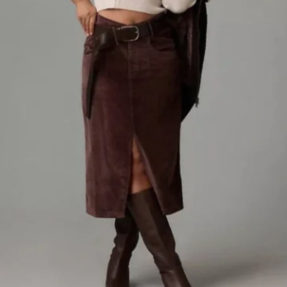 Anthropologie Corduroy Midi Skirt